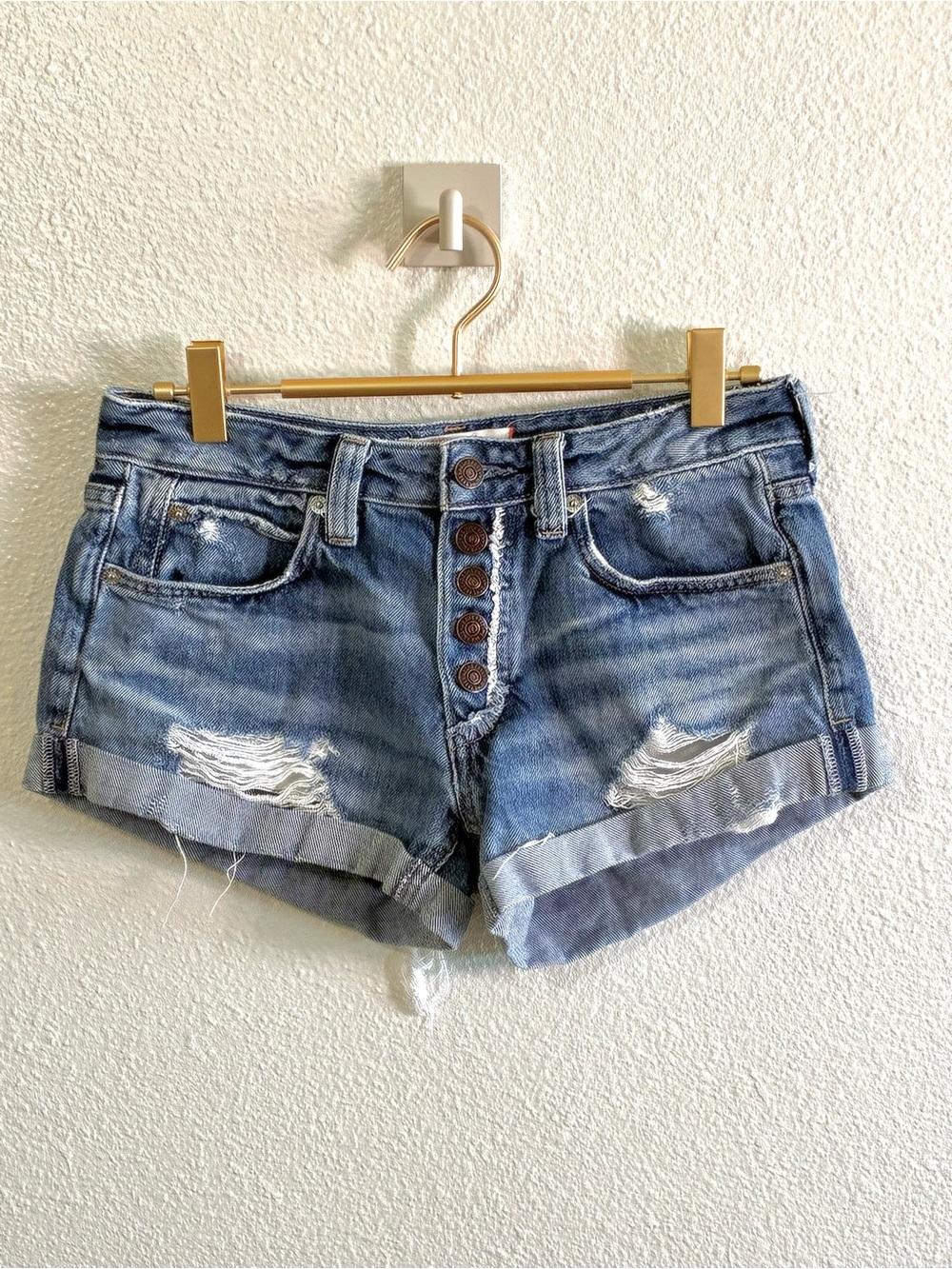 Free People Distressed Button Fly Denim Shorts Size 24